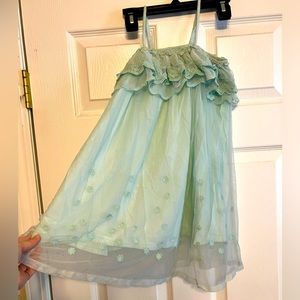 ruby & bloom girl’s mint green embroidered lace ruffled Summer nightie dress